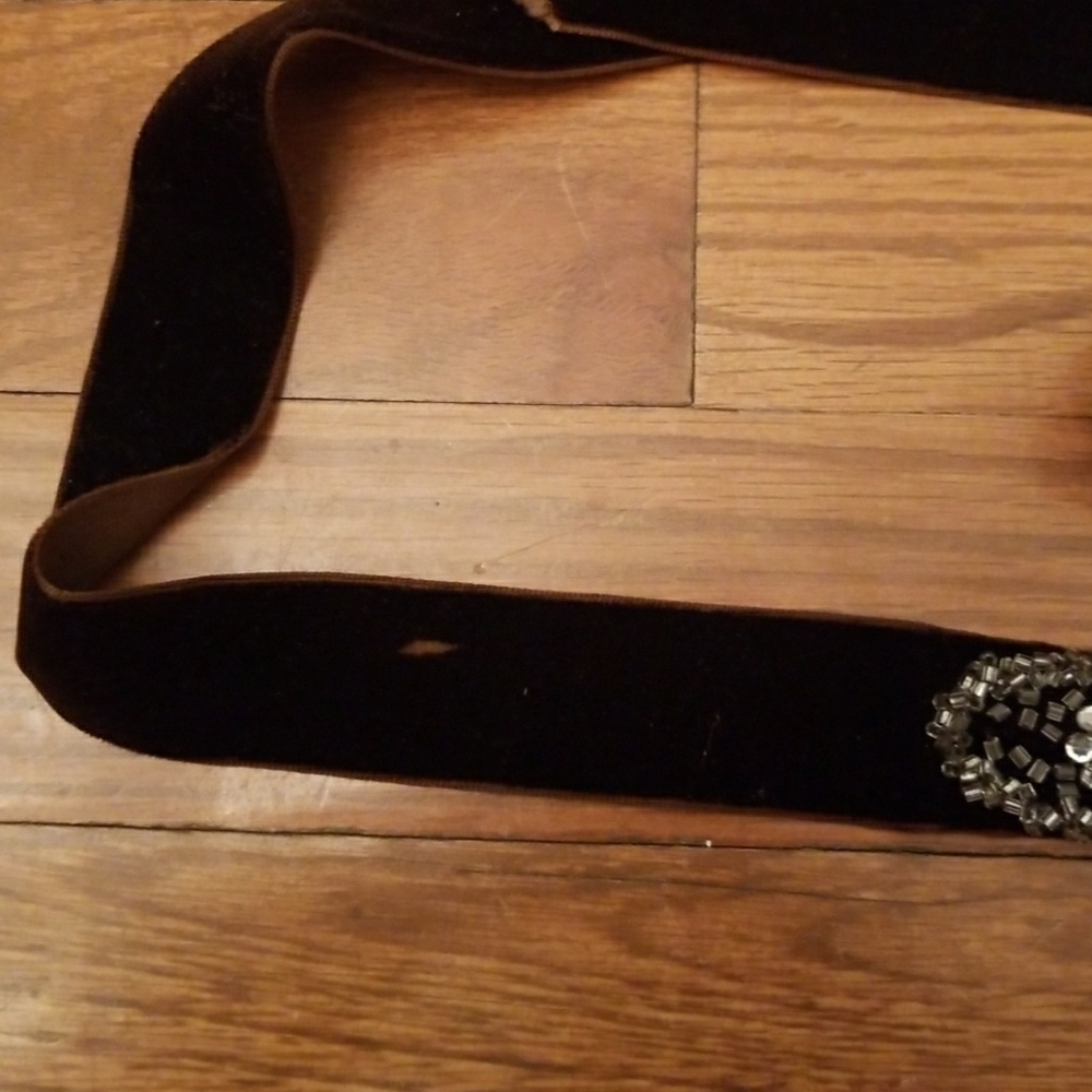 J. Crew Rhinestone Brown Velvet Ribbon Belt - Picture 4 of 5